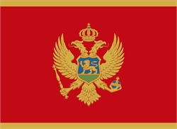 [ai] The flag of Montenegro features a red field with a golden border and a central coat of arms depicting a two-headed eagle holding a scepter and a blue shield with a lion.